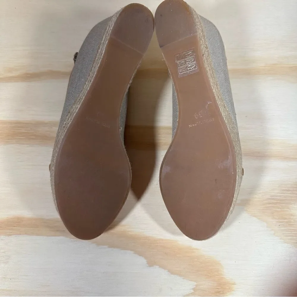 TORY BURCH Majorca Canvas Peep Toe Espadrille Sandals Women’s Size 9